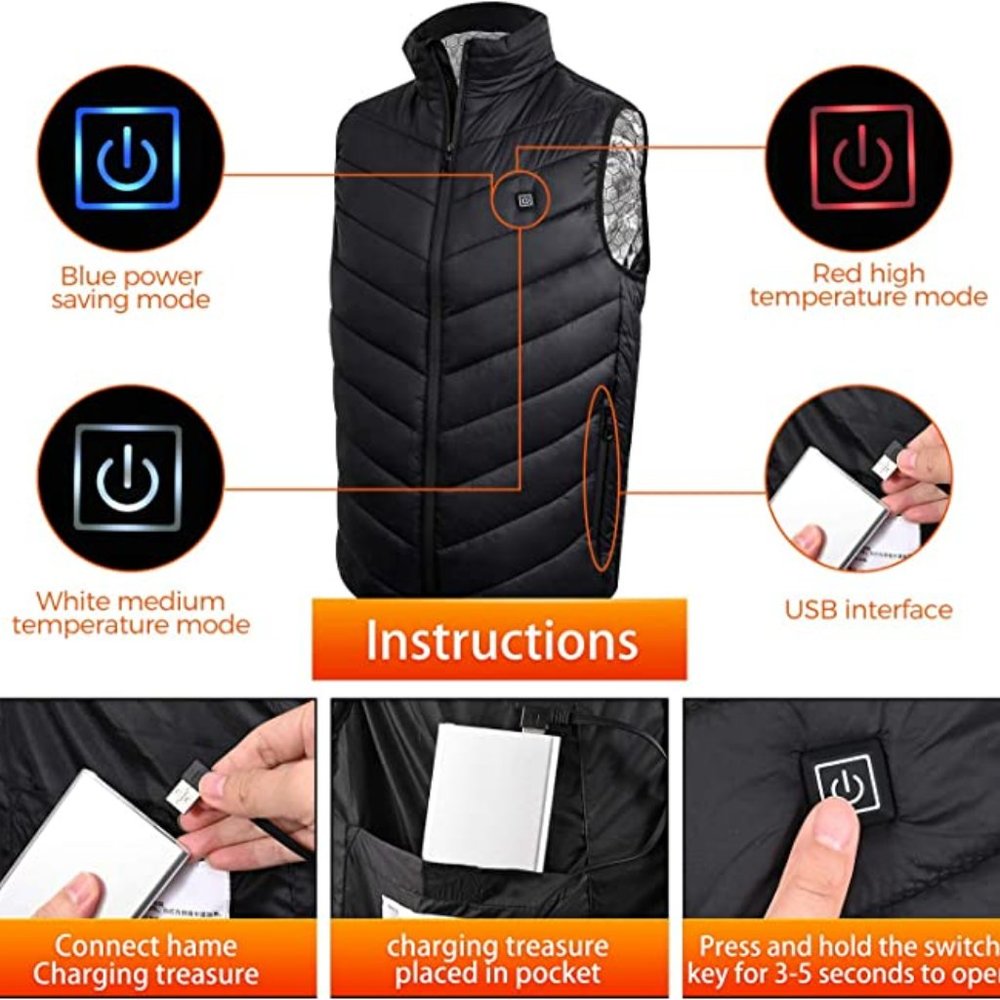 Lightweight Heated Electric Vest - Black - Men's Small - Picture 3 of 3